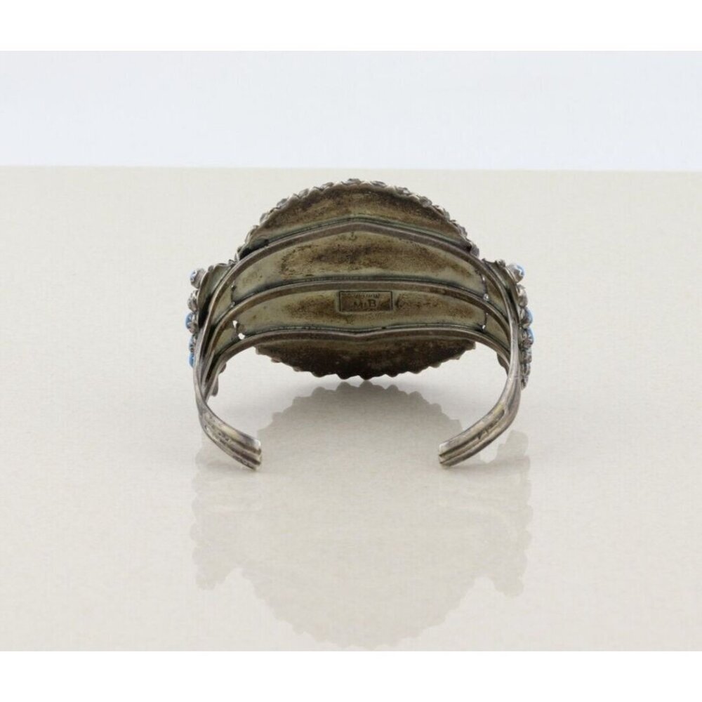 Sterling Silver Lapis Lazuli Cuff Bracelet M B Sterling 6 1/2" adjustable - Picture 5 of 9